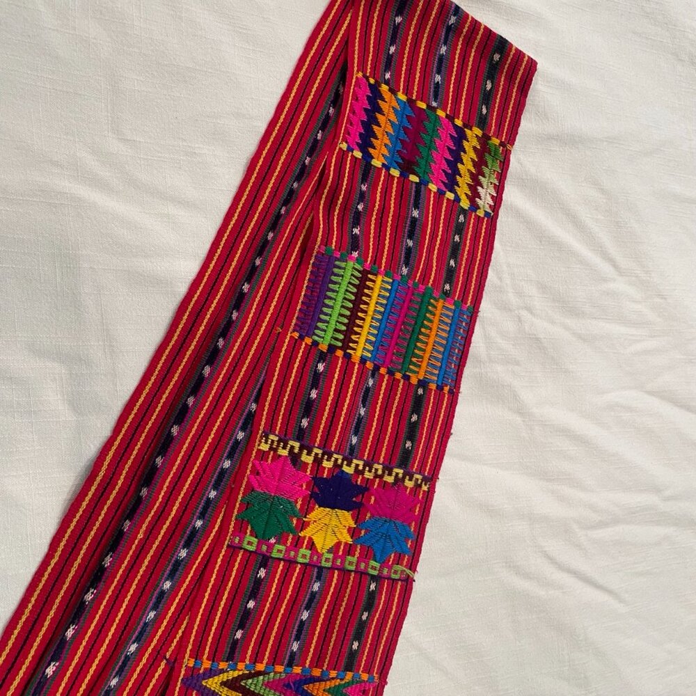 Colorful Woven Vintage Scarf with Fringe - Picture 3 of 4